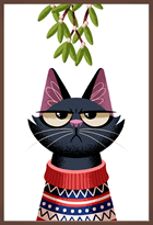 Choco Kerstkaart Grumpy kat under the mistletoe